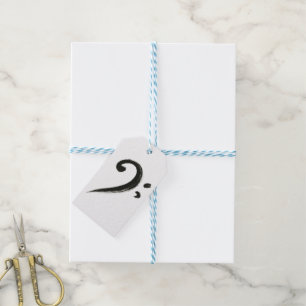 Étiquettes-cadeau Clé de Fa Minimaliste – Symbole de Musique au Pinc