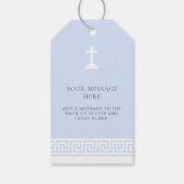 Étiquettes-cadeau Clé grecque Merci Baptême Bleu (Dos)