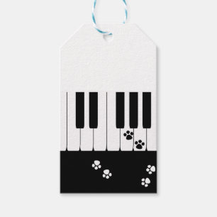 Étiquettes-cadeau Clés de piano et pattes de pieds de chat