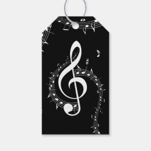 Étiquettes-cadeau Climacic G Clef Music Black