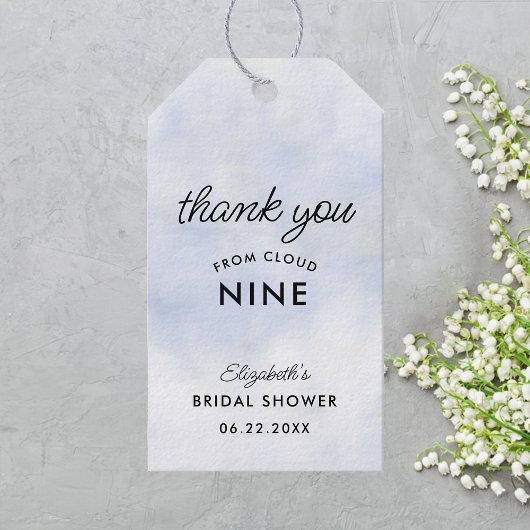 Étiquettes-cadeau Cloud 9 Pastel Bleu Élégante Fête des mariées simp
