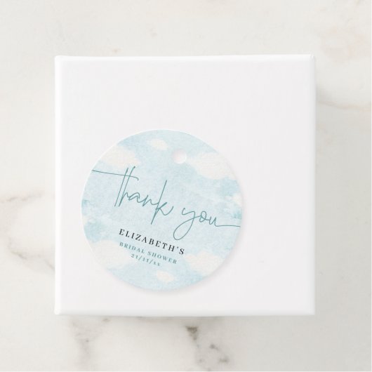 Étiquettes Cadeau Cloud Nine Bleu et Blanc Remerciements pour la Bab (En situation)
