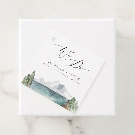 Étiquettes Cadeau CLOVER Boho Rustic Mountain Lake Mariage (En situation)