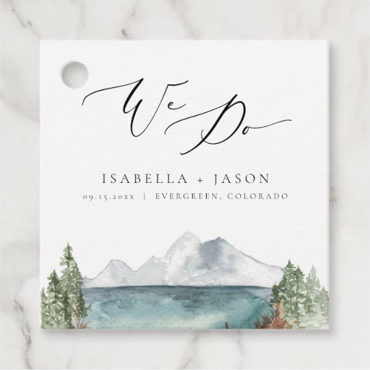 Étiquettes Cadeau CLOVER Boho Rustic Mountain Lake Mariage (Devant)