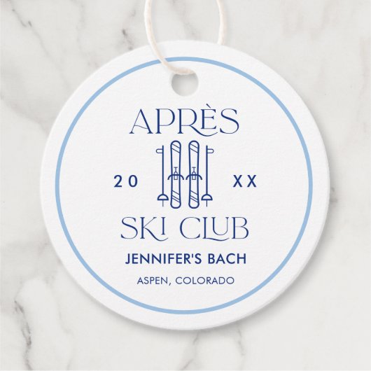 Étiquettes Cadeau Club Apres Ski Fête de Ski d'Hiver Bach (Devant)