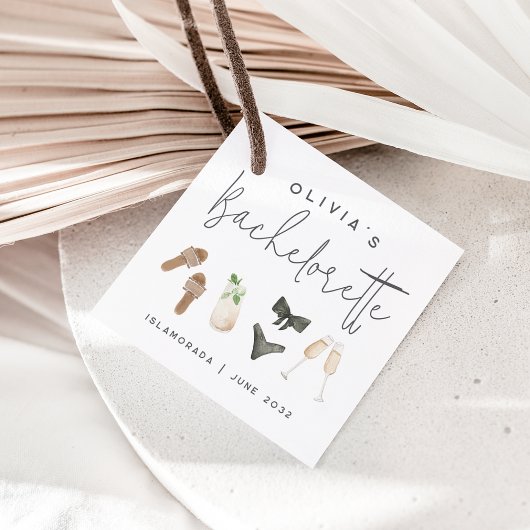 Étiquettes Cadeau Coastal Summer Neutrals Bachelorette Party
