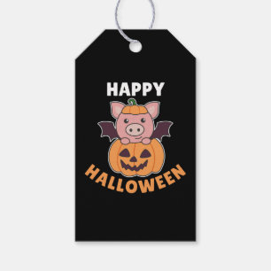 Étiquettes-cadeau Cochon Happy Halloween Citrouille Chat Costume cad