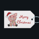 Étiquettes-cadeau Cochon Noël Neige Animaux d'hiver Cochons Chapeau<br><div class="desc">Le cochon de Noël aux lumières de fées. Animaux amusants avec des cadeaux et de la neige aux vacances. Aussi drôle pour Noël en juillet. Les moutons sont des animaux sucrés et parfaits pour Noël.</div>