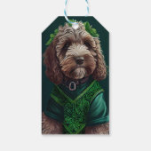 Étiquettes-cadeau Cockapoo Dog en robe de fête St. Patrick (Dos)