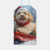 Étiquettes-cadeau Cockapoo Dog in Sledge Let it Neige Christmas (Dos)