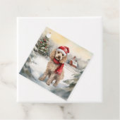 Étiquettes Cadeau Cockapoo Dog in Snow Christmas (En situation)