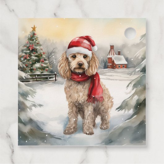 Étiquettes Cadeau Cockapoo Dog in Snow Christmas (Dos)