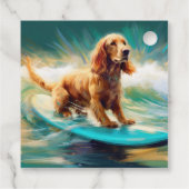Étiquettes Cadeau Cocker Spaniel Beach Surf Peinture (Dos)