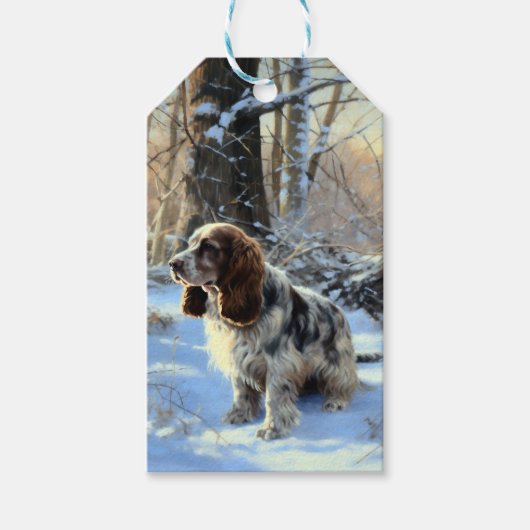 Étiquettes-cadeau Cocker Spaniel Laisser Neige Noël (Devant)