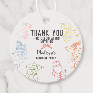 Étiquettes Cadeau Cocktail coloré Fête Rétro Anniversaire