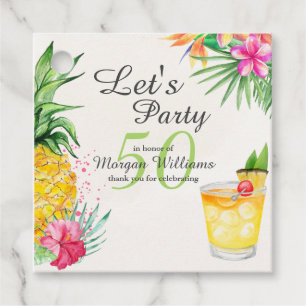 Étiquettes Cadeau Cocktail d'été tropical 50e fête d'anniversaire