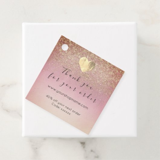 Étiquettes Cadeau Code de réduction Logo Coeur Kraft Remercier Poudr (En situation)