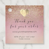 Étiquettes Cadeau Code de réduction Logo Coeur Kraft Remercier Poudr (Devant)