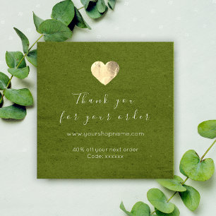 Étiquettes Cadeau Code de réduction Logo Gold Heart Kraft Thank Gree