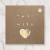 Étiquettes Cadeau Code de remise Logo Gold Heart Kraft Merci (Dos)