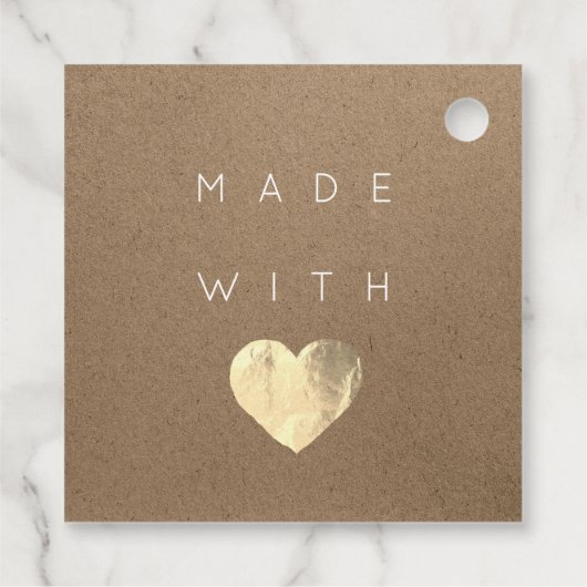 Étiquettes Cadeau Code de remise Logo Gold Heart Kraft Merci (Dos)