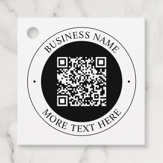 Étiquettes Cadeau Code QR avec nom d'entreprise Texte circulaire mod (Devant)