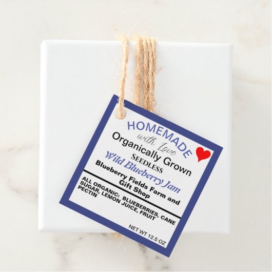 Étiquettes Cadeau Code QR de confiture de bleuet maison (En situation)