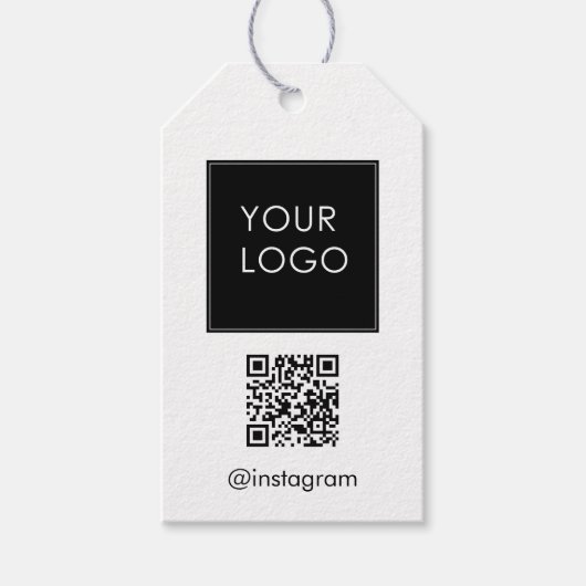 Étiquettes-cadeau Code QR du logo de l'entreprise personnalisable (Devant)