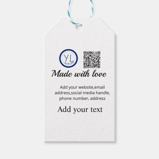Étiquettes-cadeau Code QR minimal simple ajouter un logo nom de code (Devant)