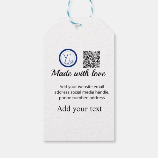 Étiquettes-cadeau Code QR minimal simple ajouter un logo nom de code (Dos)