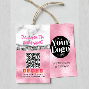 Étiquettes-cadeau Code QR personnalisé rose logo merci Marque rose