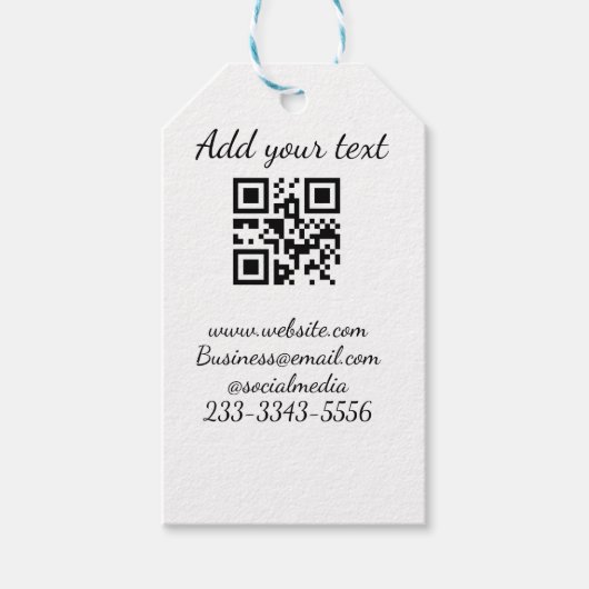 Étiquettes-cadeau code QR personnalisé simple ajouter votre nom text (Devant)