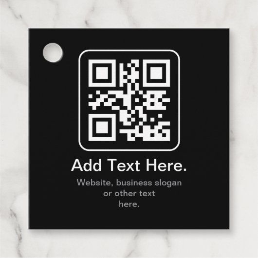 Étiquettes Cadeau Code QR scannable moderne | Noir Blanc & Gris (Devant)