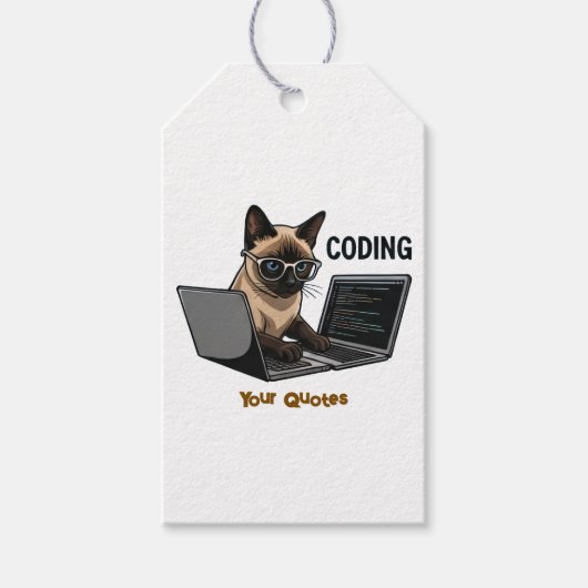 Étiquettes-cadeau Coding Siamese Cat Cartoon (Devant)