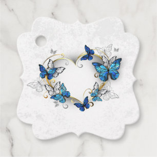 Étiquettes Cadeau Coeur bijoux avec papillons Morpho