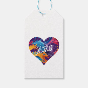 Étiquettes-cadeau Coeur coloré XOXO-