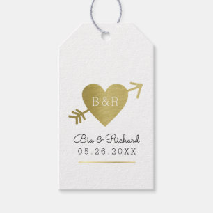 Étiquettes-cadeau Coeur d'amour faux or