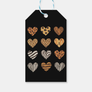 Étiquettes-cadeau Cœur d'amour Léopard Mignon Saint-Valentin