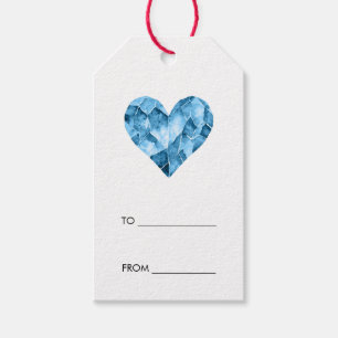 Étiquettes-cadeau Coeur d'aquarelle bleu pour cadeau parfait