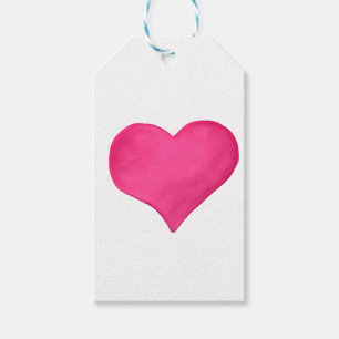 Étiquettes-cadeau Coeur d'aquarelle rose chaud