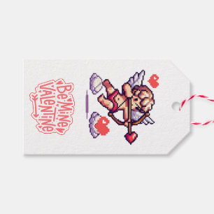 Étiquettes-cadeau Coeur de la Saint Valentin coloré de 8 bits