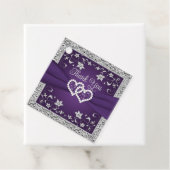 Étiquettes Cadeau Cœur de mariage violet, gris (En situation)