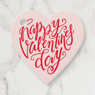 Étiquettes Cadeau Coeur de script Heureuse Sainte-Valentin à lettres