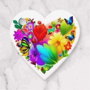 Étiquettes Cadeau Coeur des fleurs : Un design floral coloré
