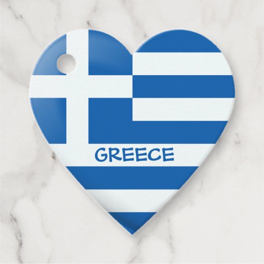 Étiquettes Cadeau Coeur du drapeau grec (Devant)