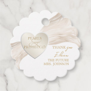 Étiquettes Cadeau Cœur Esperluette Perles & Prosecco Réception de Ma