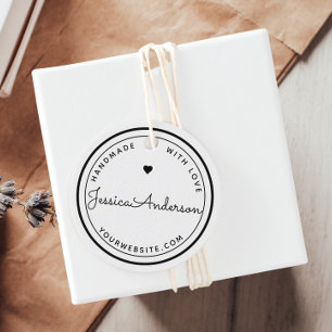 Étiquettes Cadeau Cœur Moderne Fabriqué à la Main avec Amour Artisan