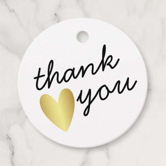 Étiquettes Cadeau Coeur Or en Merci simple personnalisé (Devant)
