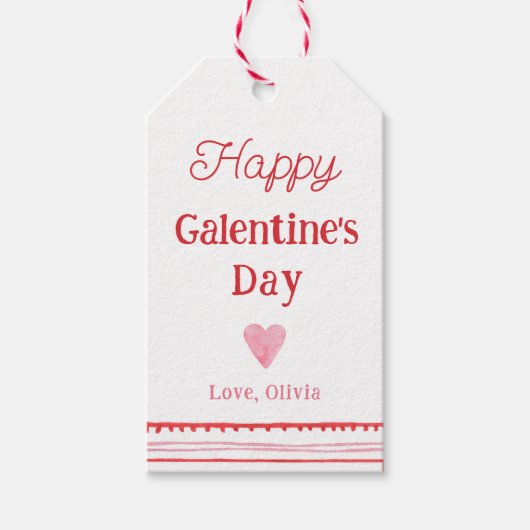 Étiquettes-cadeau Cœur rose et rouge Joyeuse fête de Galentine (Devant)