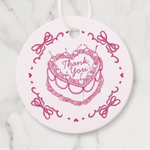 Étiquettes Cadeau Coeur rose rétro Coquette gâteau cerise Anniversai